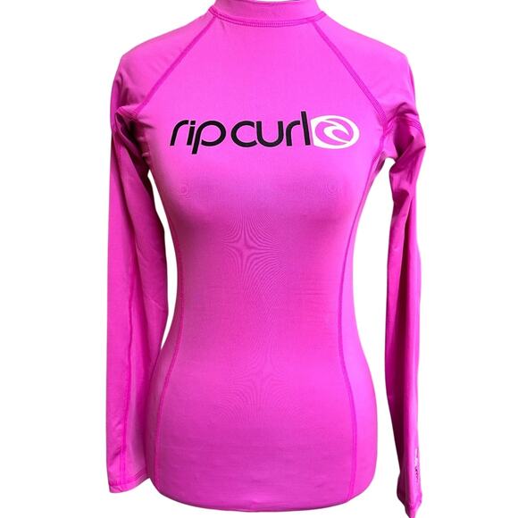 RIP CURL Classic Pink Long Sleeve UV Rash Guard Women’s Size Small S Surf Beach - Picture 1 of 10